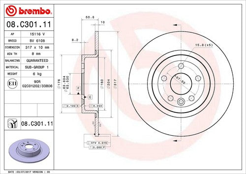 Brembo 08C30111C02  BRAKE ROTORS