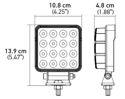 Hella 357106002 Work Light 4 Square Pedestal Mount Multivolt Close Range Black