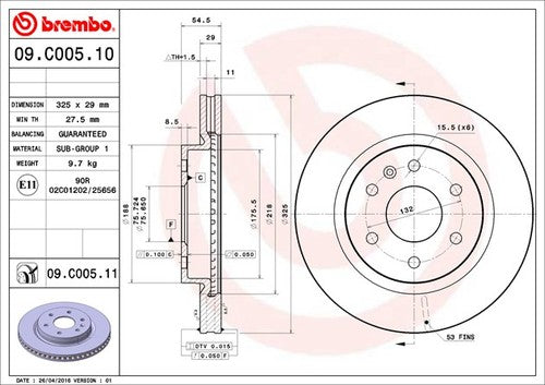 Brembo 09C00511C02  BRAKE ROTORS