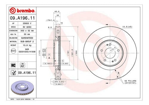 Brembo 09A19611C02  BRAKE ROTORS