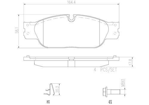 Brembo Front Ceramic Brake Pads Fits 2003-2005 Jaguar S-Type 4 Pc Brakes P36021N