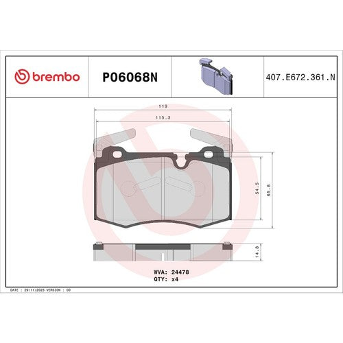 Brembo Front Ceramic Brake Pads Fits 2009-2015 Mini Cooper Brake Pads P06068N