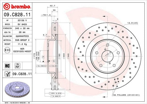 Brembo 09C82811C02  BRAKE ROTORS