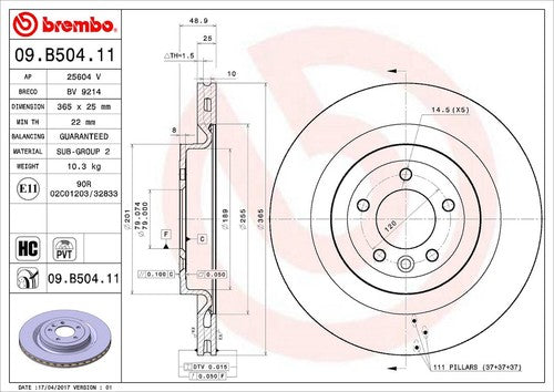 Brembo 09B50411C02  BRAKE ROTORS