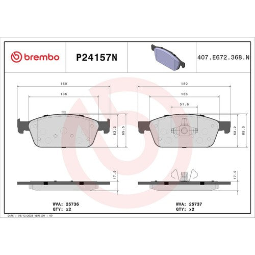 Brembo Front Ceramic Brake Pads Fits 2013?2019 Ford Escape 4 Pc Brakes  P24157N