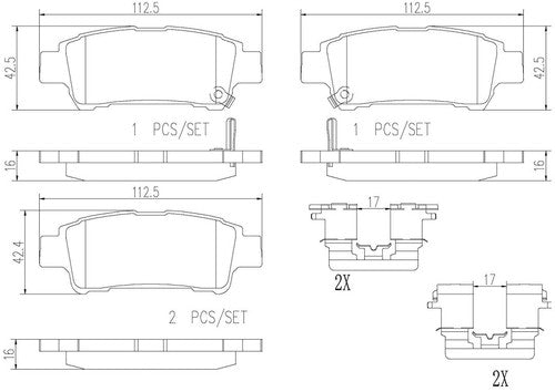 Brembo Rear Ceramic Brake Pads Fits 2004-2010 Toyota Sienna 4 Pc Brakes P83056N