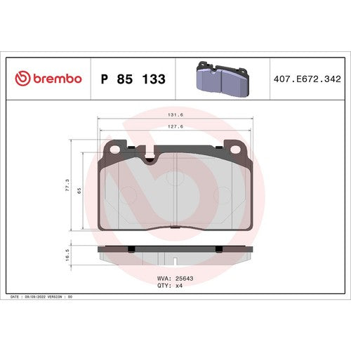Brembo Front Low Metallic Brake Pads Fits 2013?2017 Audi Q5 P85133