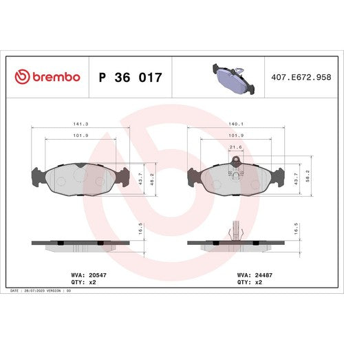 Brembo Rear Low Metallic Brake Pads Fits 1998-2003 Jaguar XJ8 4 Piece P36017
