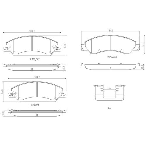 Brembo Front Ceramic Brake Pads Fits 2007-2008 Chevrolet Tahoe 4 Piece P10034N