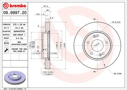 Brembo 09999720C02  BRAKE ROTORS