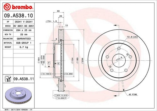 Brembo 09A53811C02  BRAKE ROTORS