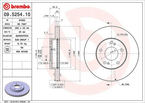 Brembo 09525410C02  BRAKE ROTORS