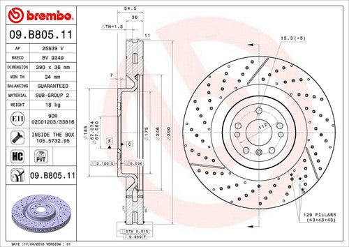 Brembo 09B80511C02  BRAKE ROTORS