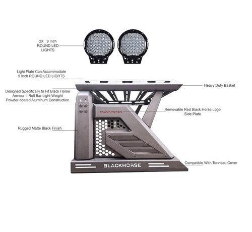 Black Horse Offroad AR2-09BA3-PL69B Armour II ROLLBAR