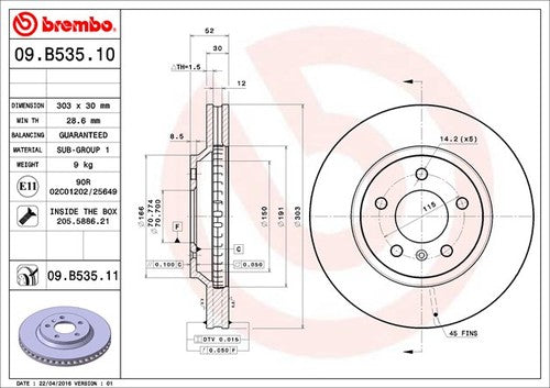 Brembo 09B53511C02  BRAKE ROTORS
