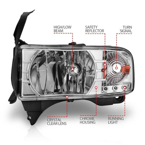ANZO USA 111206 Crystal HEADLIGHT ASSEMBLY