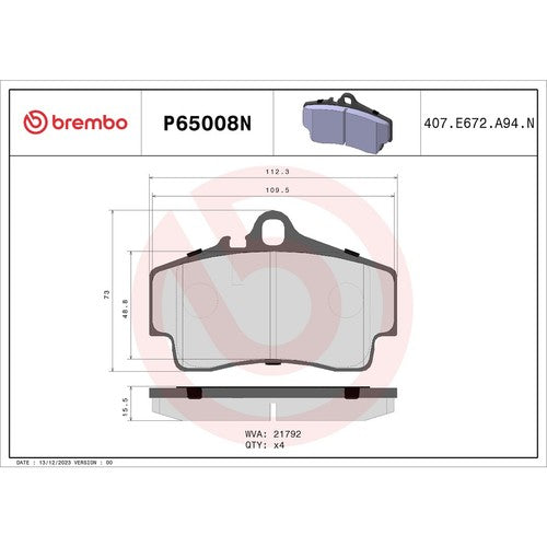Brembo Rear Ceramic Brake Pads Fits 1999-2008 Porsche 911 P65008N