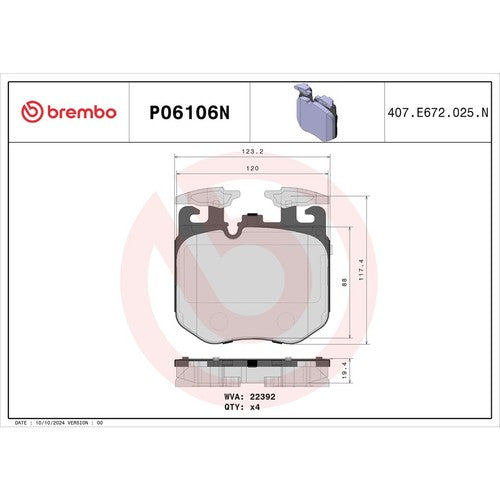 Brembo Front Ceramic Brake Pads Fits 2017-2020 BMW 540i Painted Calipers P06106N