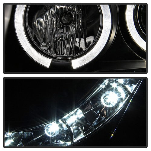 Spyder 5011916 Headlight Assy Projector Beam w/LED Halo H1 High/ Low Beam Qty 2