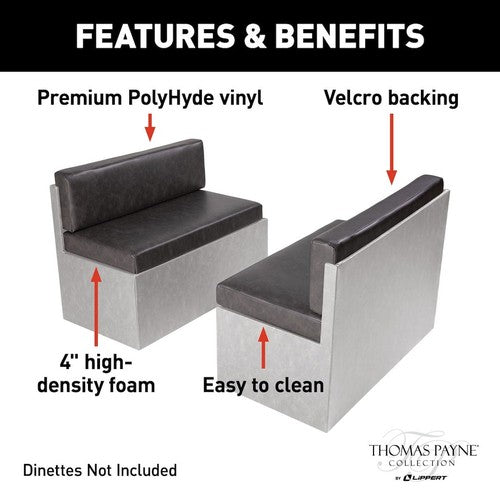 Lippert 2021100433 Dinette Cushions Back 38"W x12"H x 4" D- Seats 38"W x4"Hx22"D