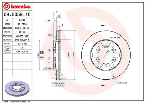 Brembo 09505910C02  BRAKE ROTORS