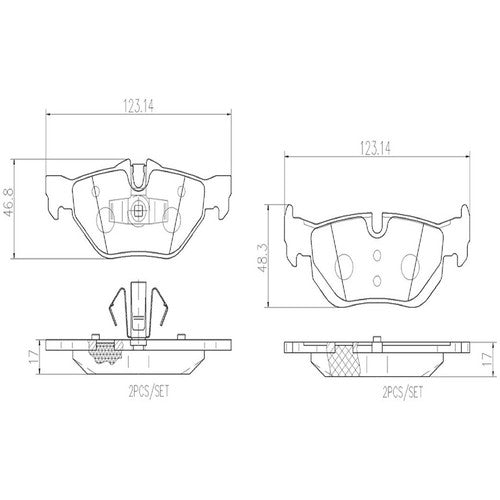 Brembo Rear Ceramic Brake Pads Fits 2007-2013 BMW 328i Brake Pads P06038N