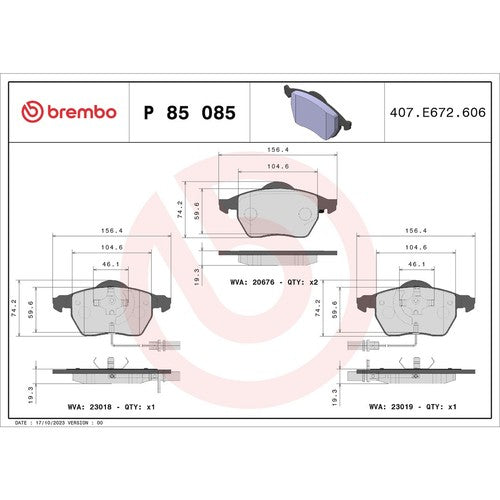 Brembo Front Low Metallic Brake Pads Fits 2000-2006 Audi A4 Brakes 4 Pc P85085