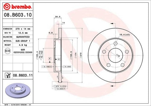 Brembo 08B60311C02  BRAKE ROTORS
