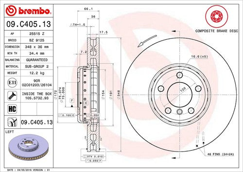 Brembo 09C40513C02  BRAKE ROTORS