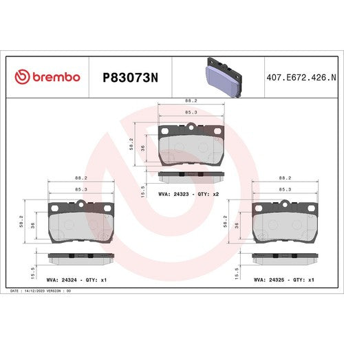 Brembo Rear Ceramic Brake Pads Fits 2006-2013 Lexus IS350 Brakes 4 Piece P83073N
