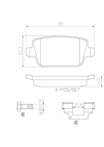Brembo Rear Ceramic Brake Pad Fits 2008-2012 Land Rover LR2 4 Pc Brakes P44016N