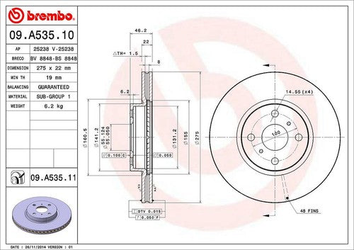 Brembo 09A53511C02  BRAKE ROTORS