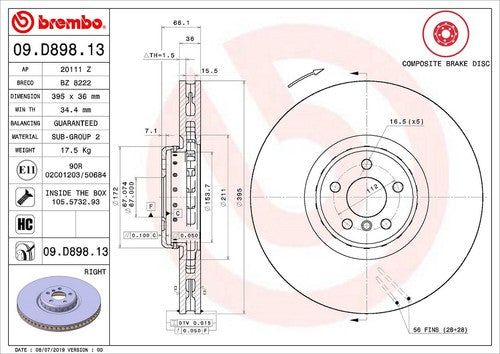 Brembo 09D89813C02  BRAKE ROTORS