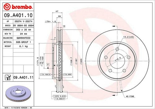 Brembo 09A40111C02  BRAKE ROTORS