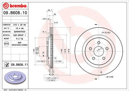 Brembo 09B60811C02  BRAKE ROTORS