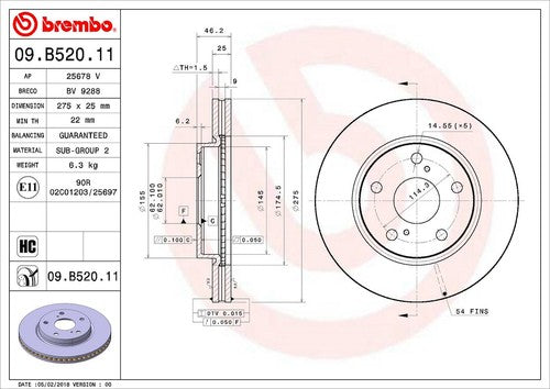 Brembo 09B52011C02  BRAKE ROTORS