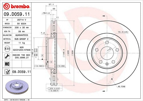 Brembo 09D05911C02  BRAKE ROTORS