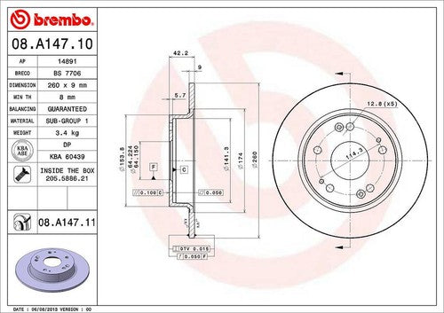 Brembo 08A14711C02  BRAKE ROTORS