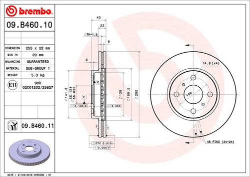 Brembo 09B46011C02  BRAKE ROTORS
