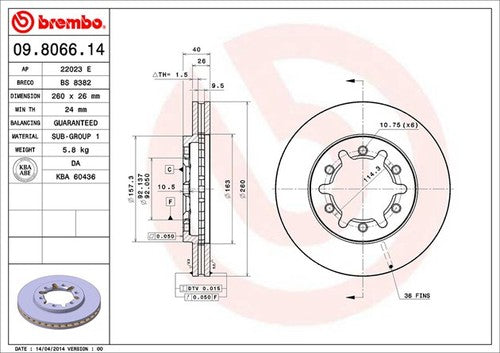 Brembo 09806614C02  BRAKE ROTORS