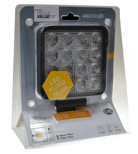 Hella 357106002 Work Light 4 Square Pedestal Mount Multivolt Close Range Black