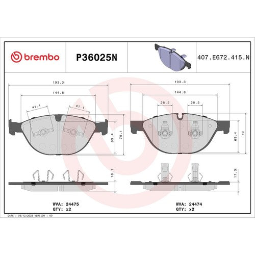 Brembo Front Ceramic Brake Pads Fits 2010-2015 Jaguar XF 4 Pc Brakes P36025N