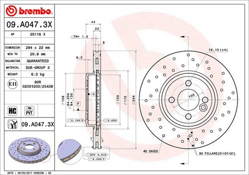 Brembo 09A0473XC02 Xtra BRAKE ROTORS