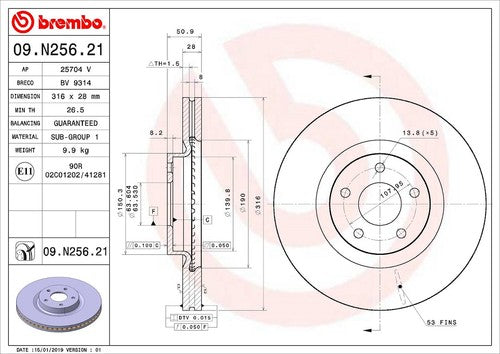 Brembo 09N25621C02  BRAKE ROTORS