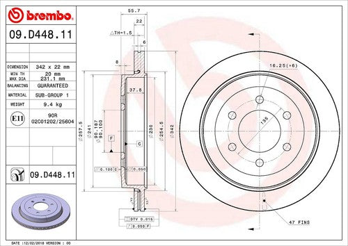 Brembo 09D44811C02  BRAKE ROTORS