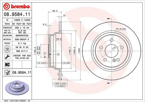 Brembo 08958411C02  BRAKE ROTORS