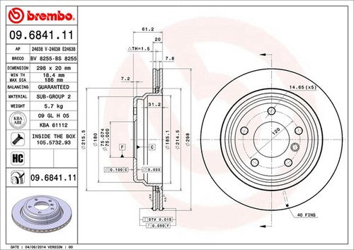 Brembo 09684111C02  BRAKE ROTORS