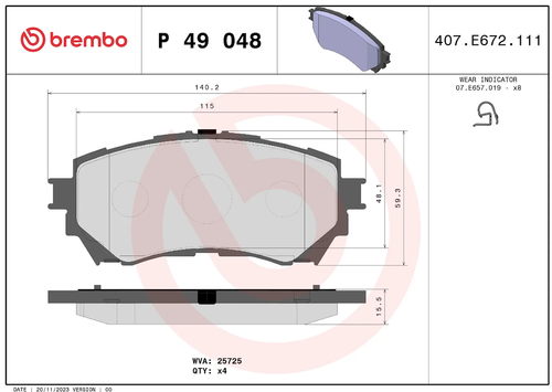 Brembo P49048 PRIME LINE BRAKE PADS
