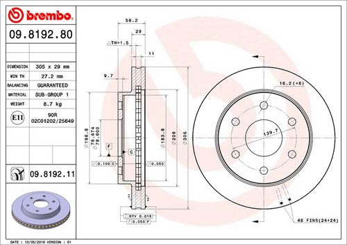 Brembo 09819281C02  BRAKE ROTORS