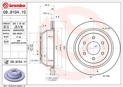 Brembo 09910411C02  BRAKE ROTORS